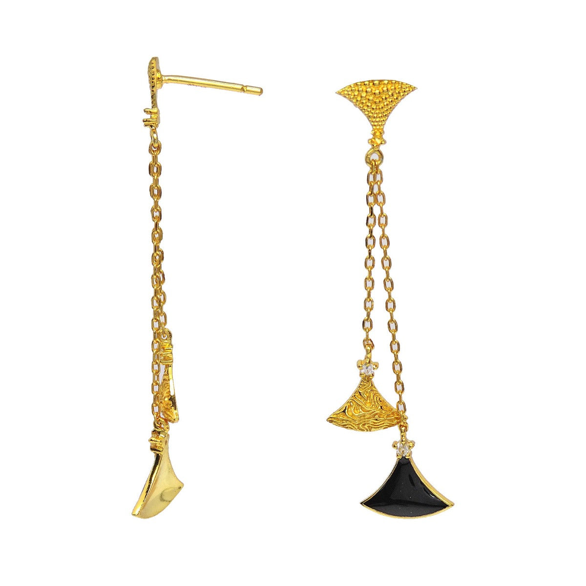 Trigon Enamel Drop Earrings