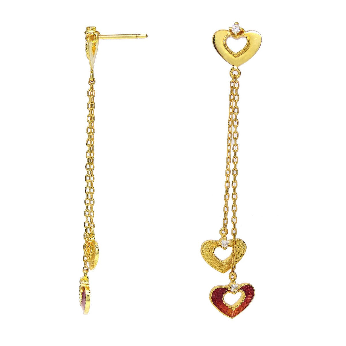 Blooming Heart Enamel Drop Earrings