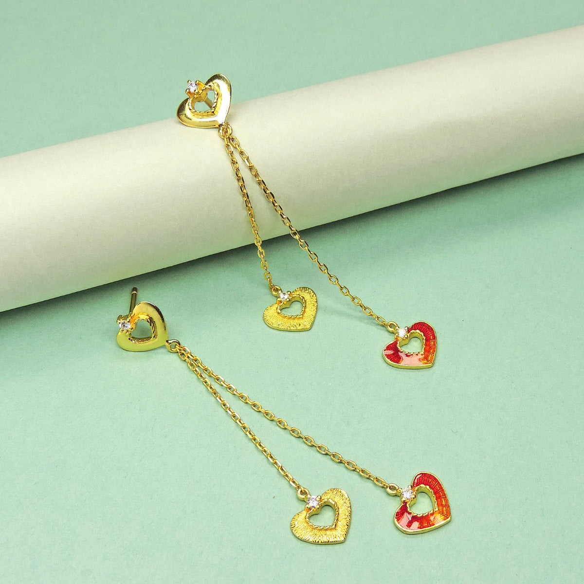 Blooming Heart Enamel Drop Earrings