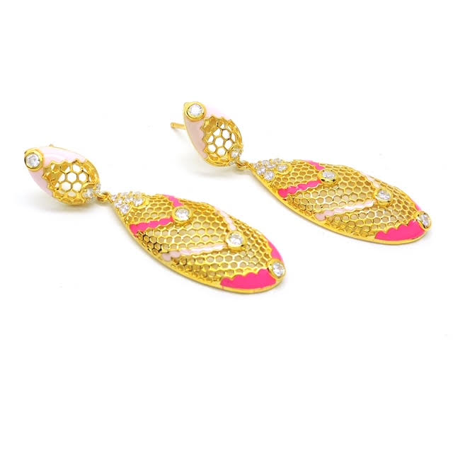 Aura Honeycomb Enamel Drop Earrings
