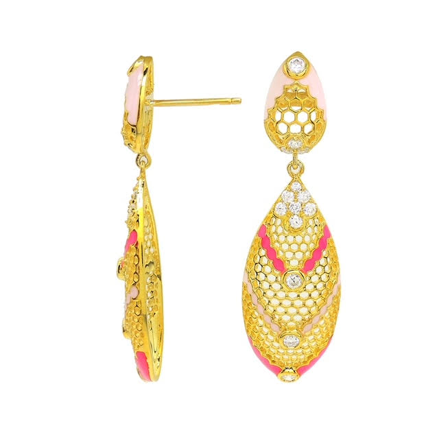 Aura Honeycomb Enamel Drop Earrings
