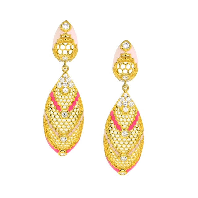 Aura Honeycomb Enamel Drop Earrings