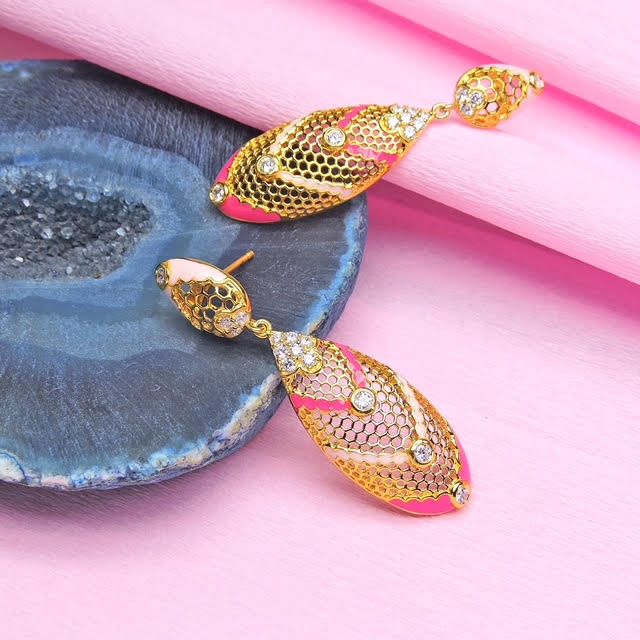 Aura Honeycomb Enamel Drop Earrings