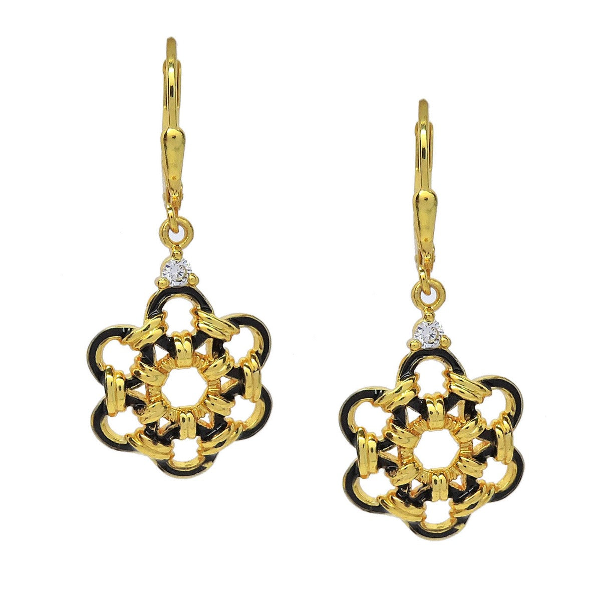 Intertwined Floret Enamel Drop Earrings