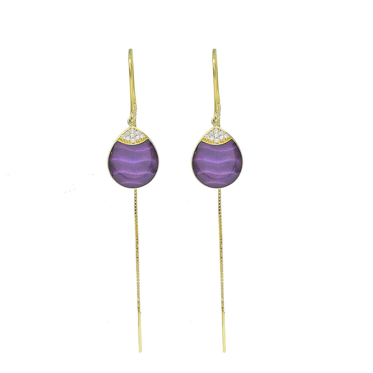 Dew Drop Enamel Sui Dhaga Earrings