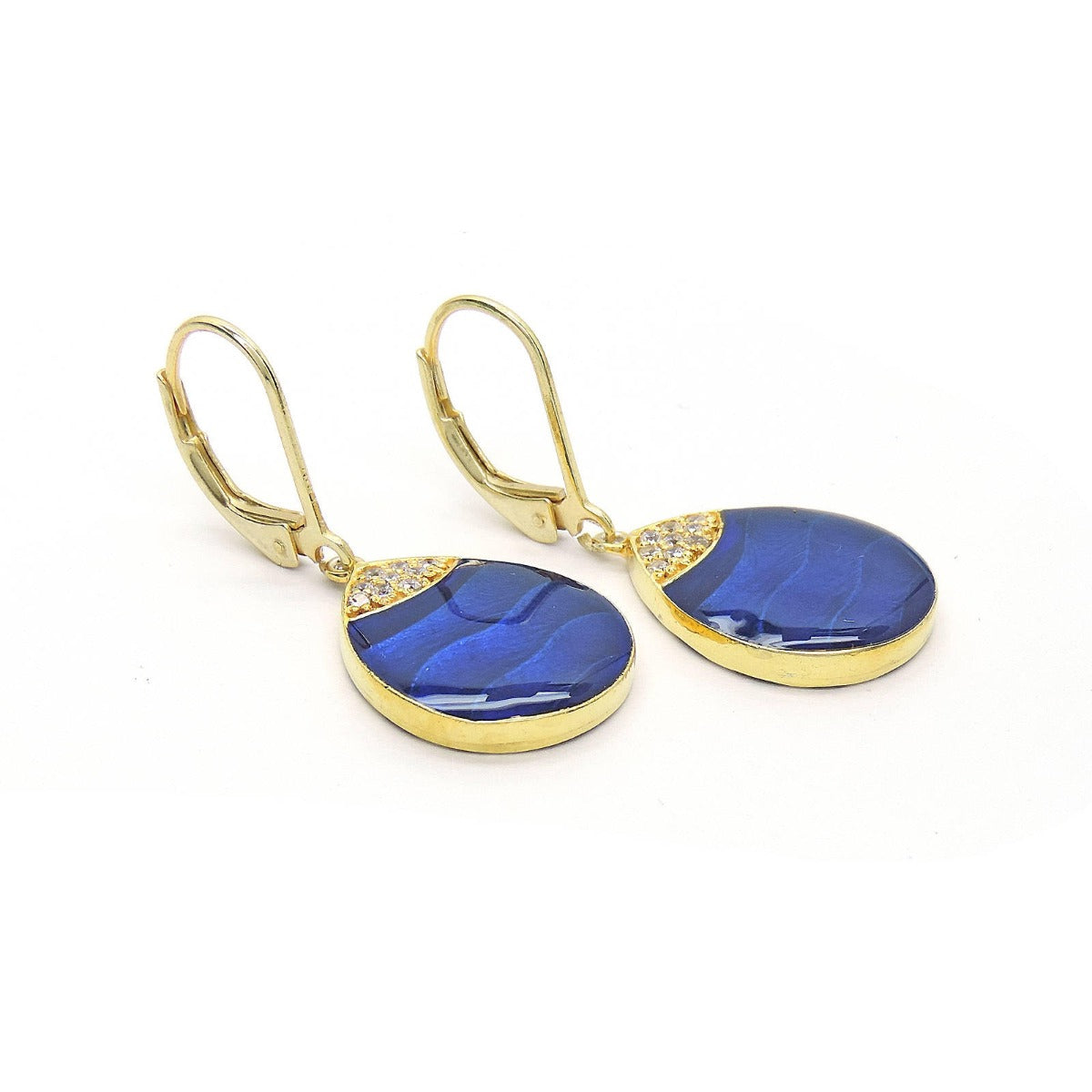 Blue Dew Drop Enamel Earrings