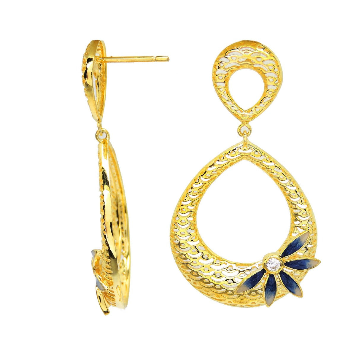 Gleaming Pear Chandbali Earrings