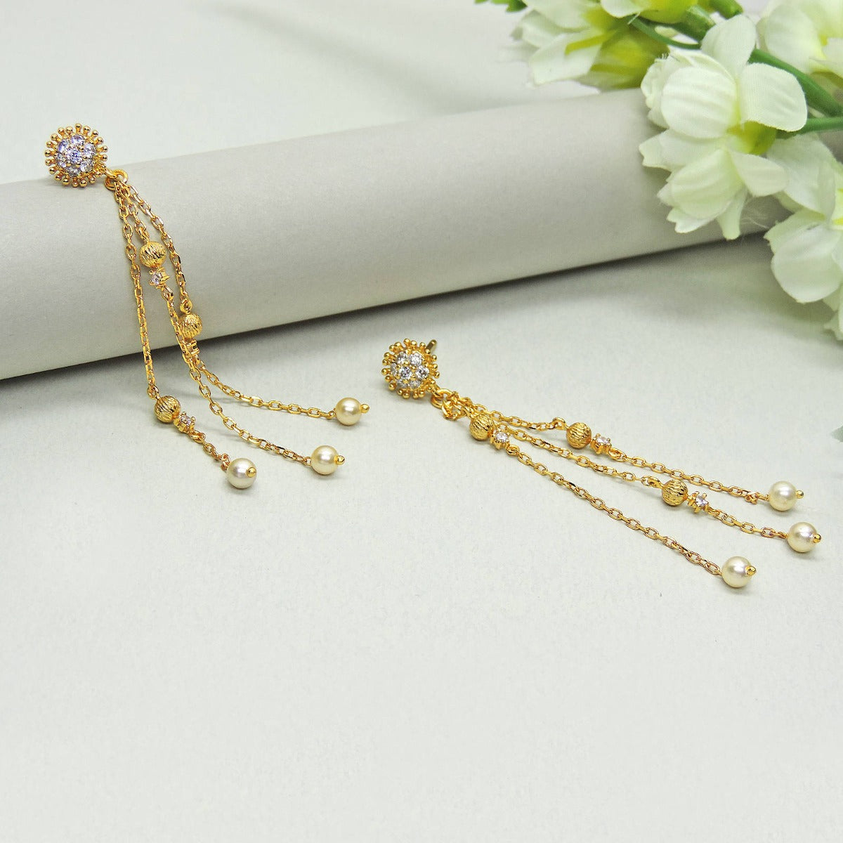 Linear Floret Drop Earrings