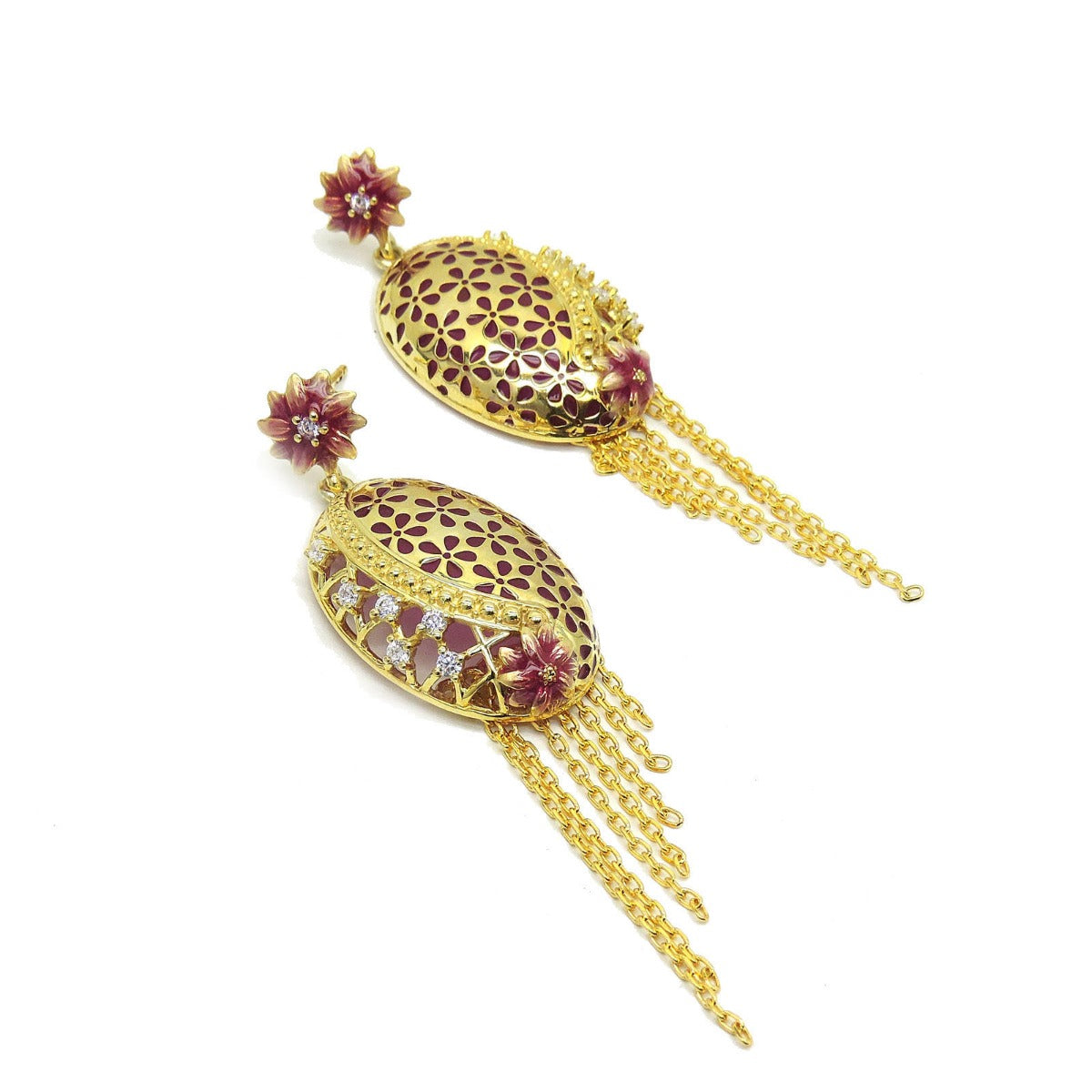 Modest Flower Chandbali Earrings
