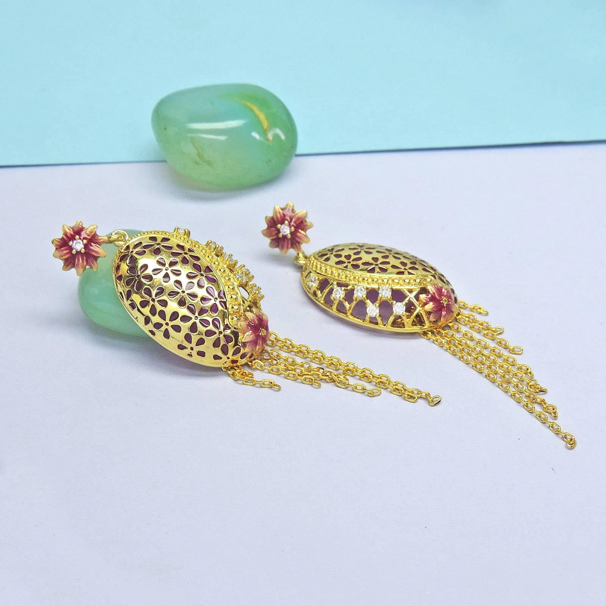 Modest Flower Chandbali Earrings