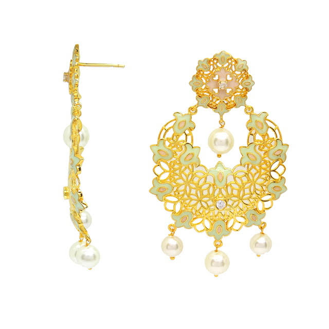 Lorea Cutout Flower Chandbali Earrings
