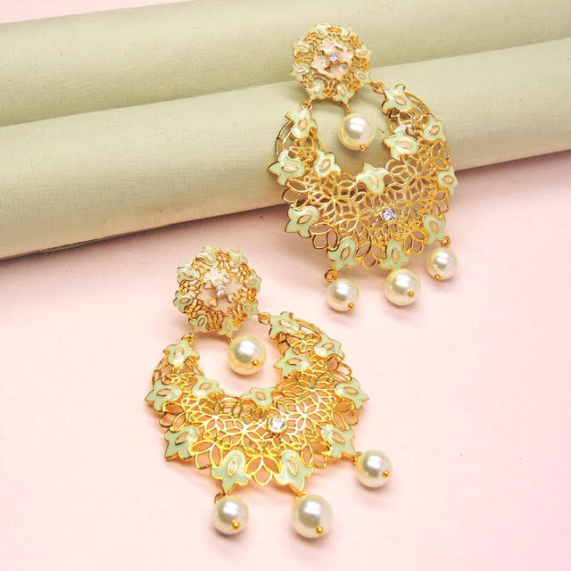 Lorea Cutout Flower Chandbali Earrings