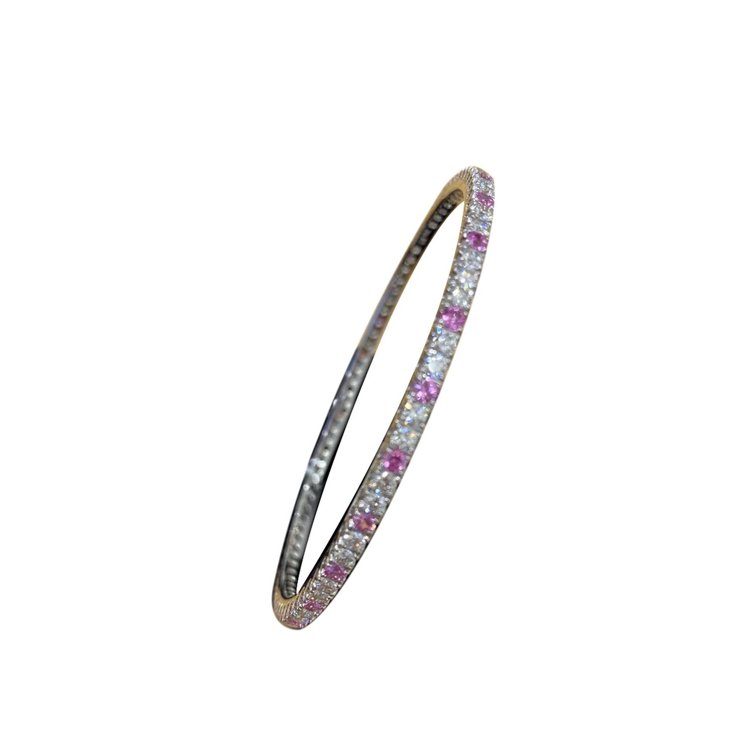 Pink Sapphire Diamond Bangle