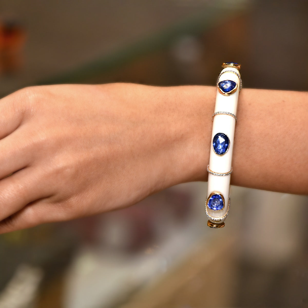 Diamond Blue Sapphire Bangle