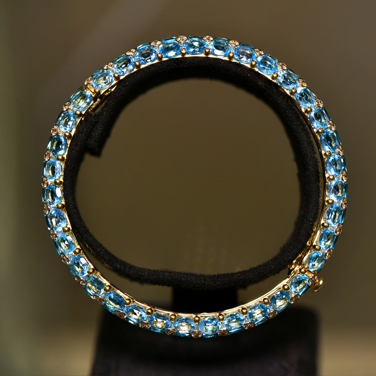 Sky Blue Ringed Diamond Bangle