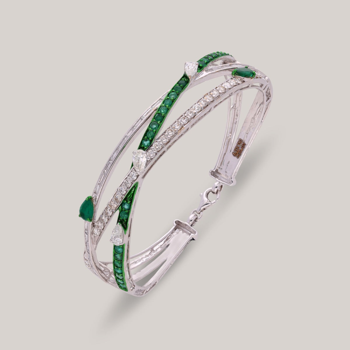 Emerald Elegance Diamond Bangle