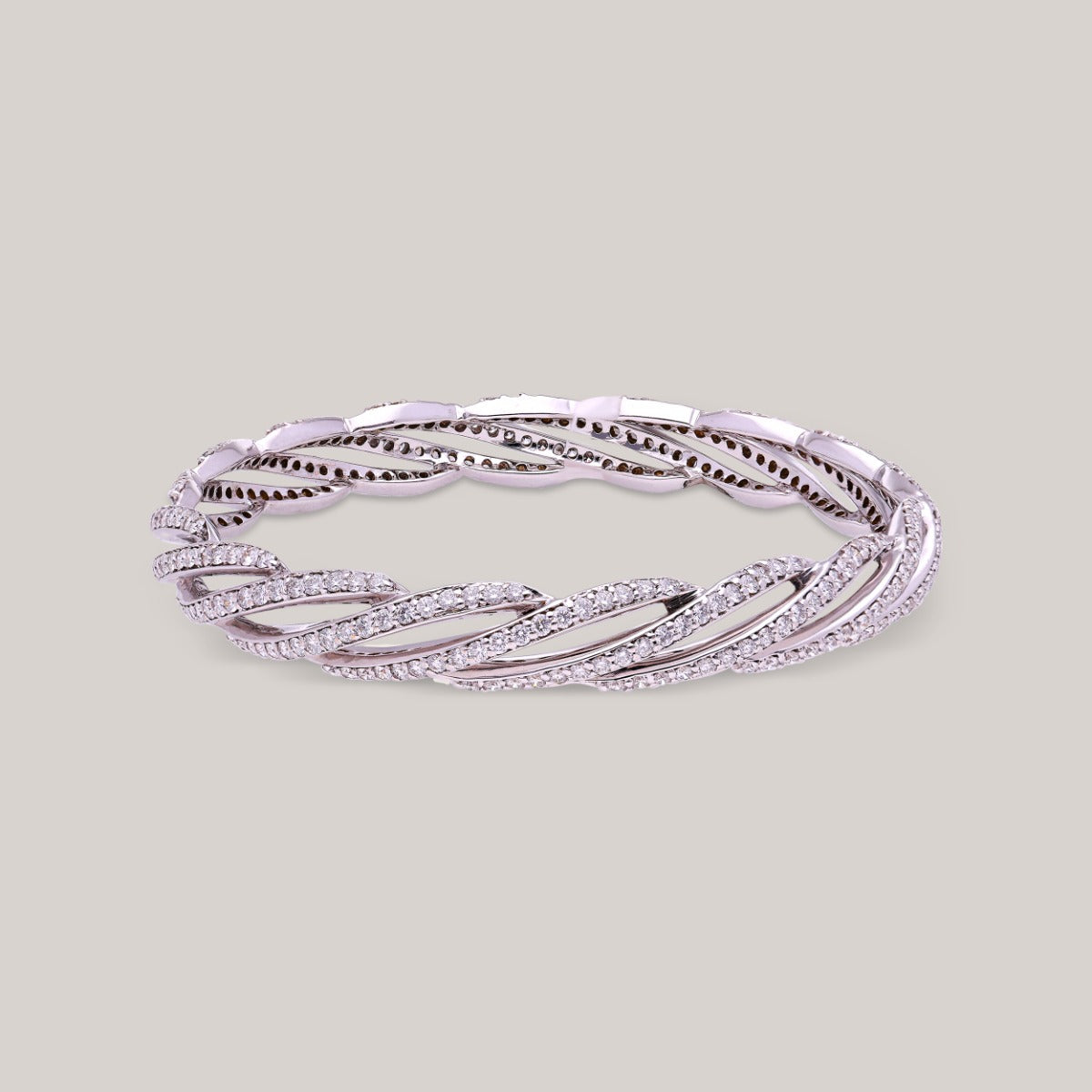 Sterling Weave Diamond Bangle