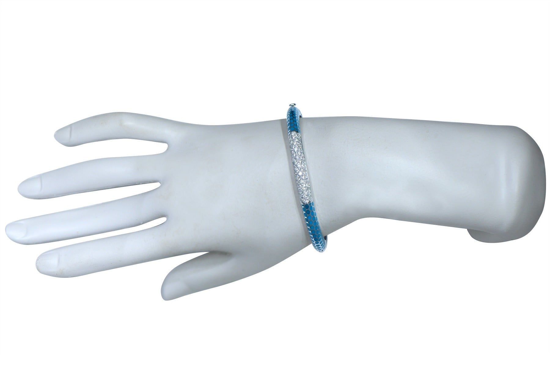 Light Blue Honeycomb Diamond Bangle