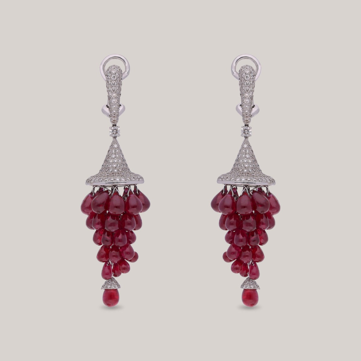 Ruby Dewdrops Diamond Earrings