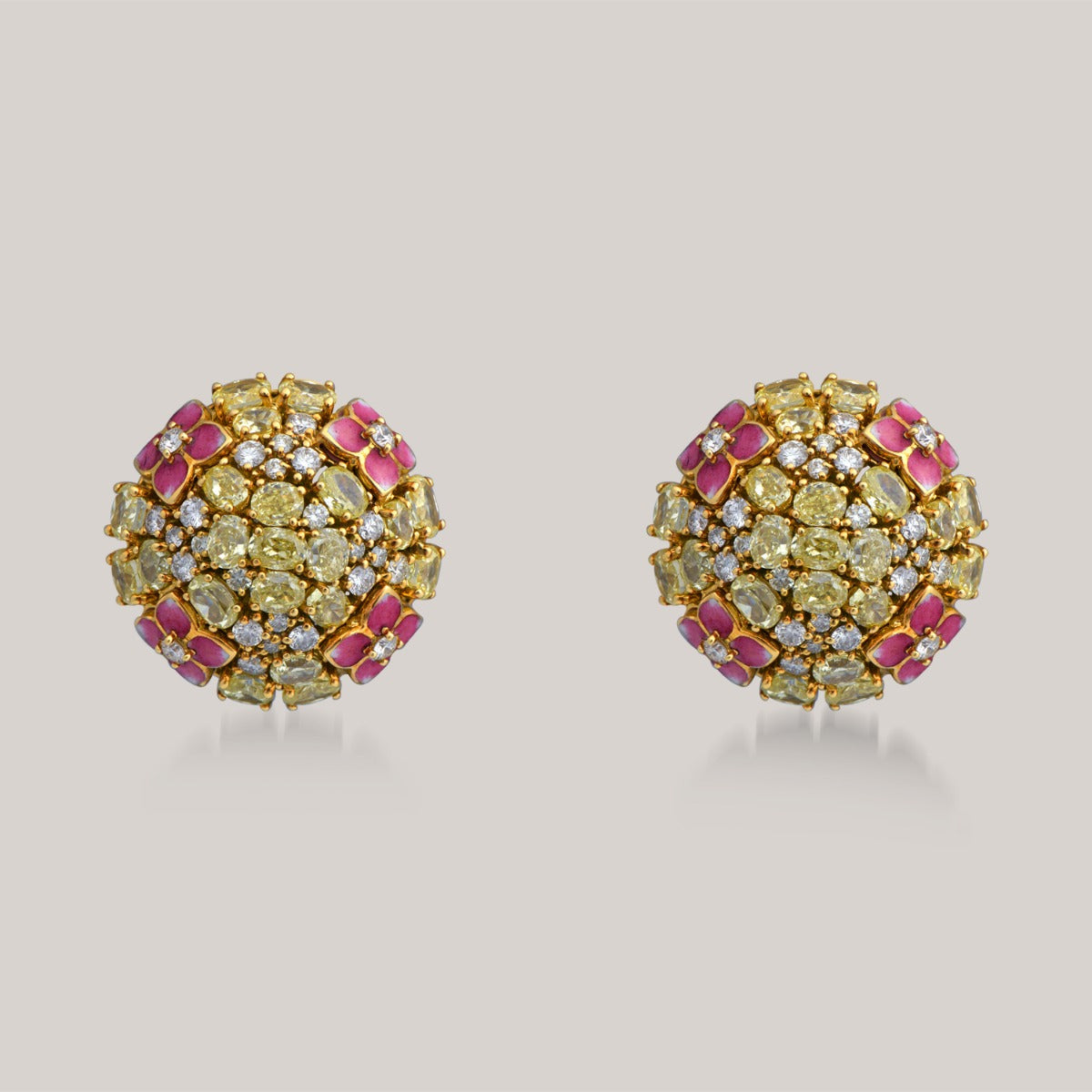 Floral Dome Diamond Stud Earrings