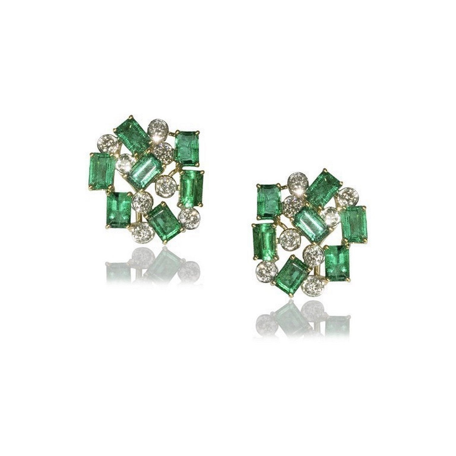 Glittering Emerald Diamond Earrings