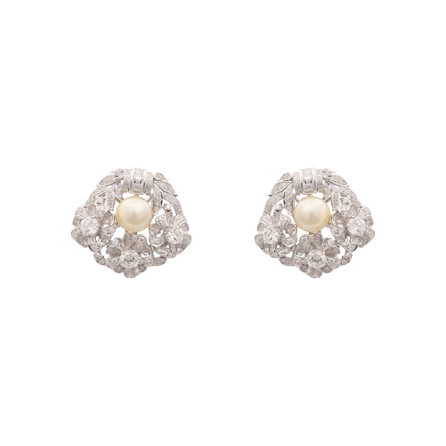 Glossy Pearls Diamond Earrings