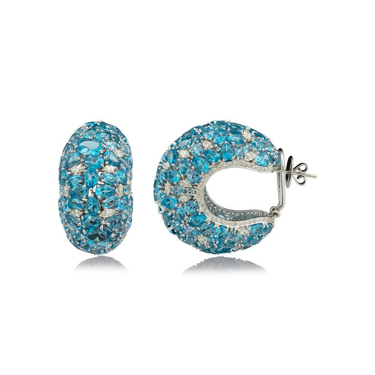 Blue Topaz Diamond Earrings
