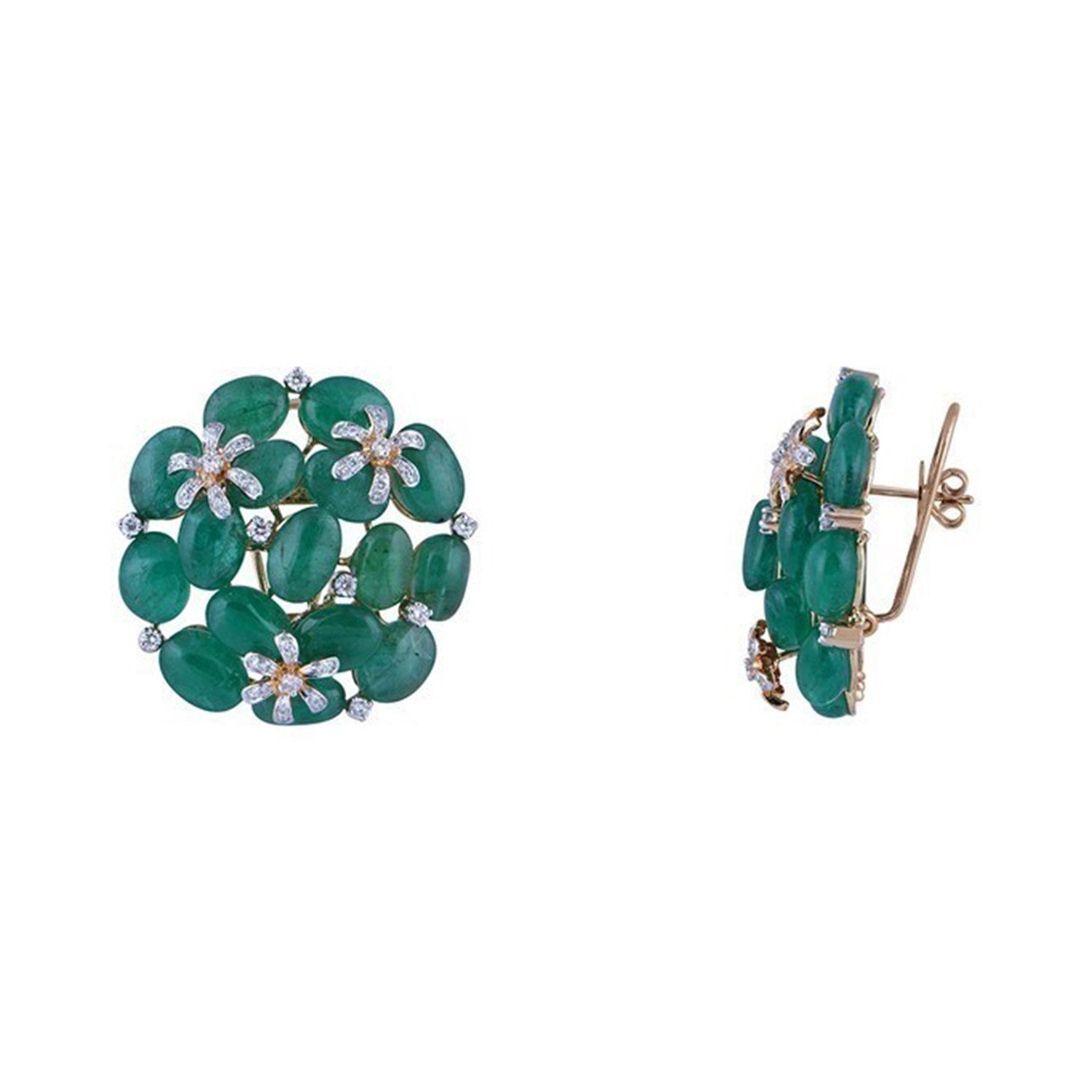 Emerald Bead Diamond Earrings