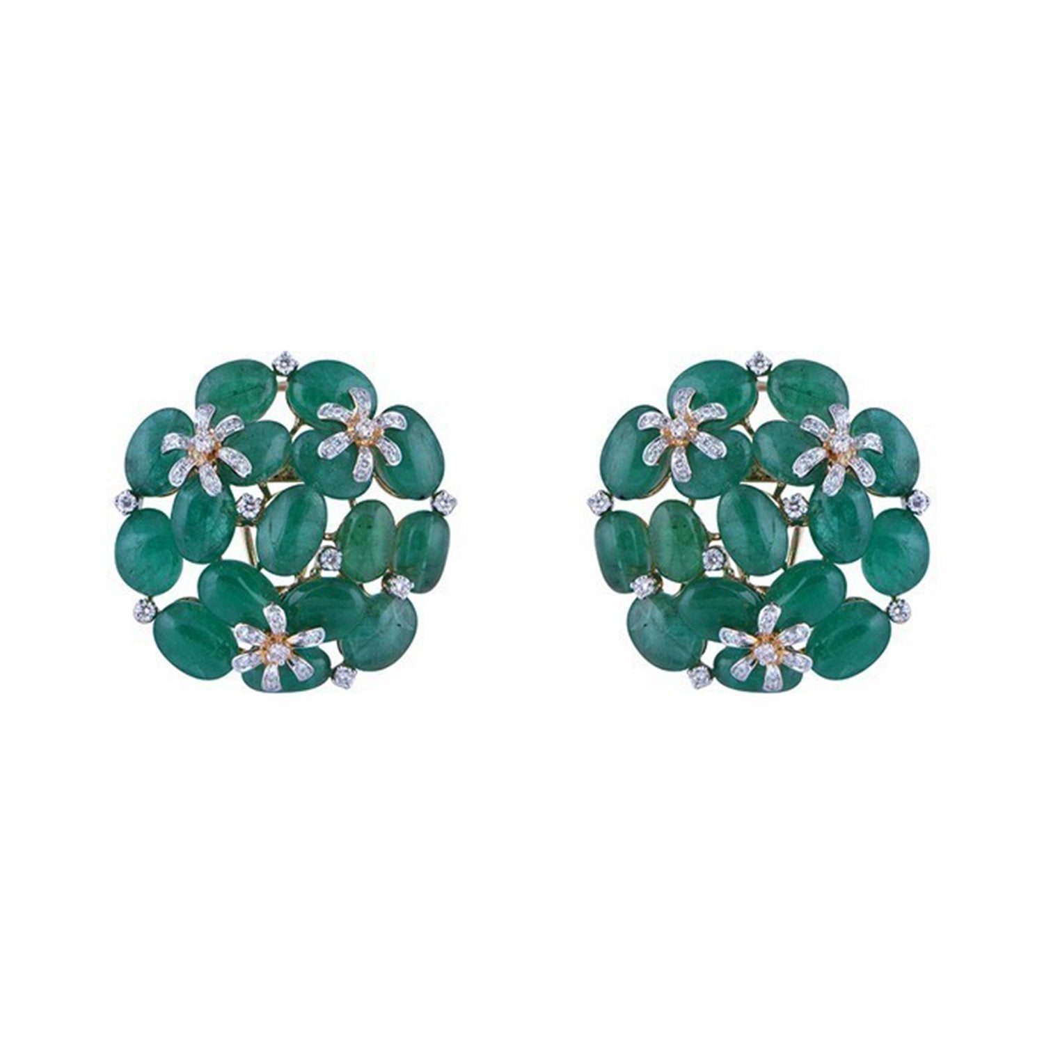 Emerald Bead Diamond Earrings