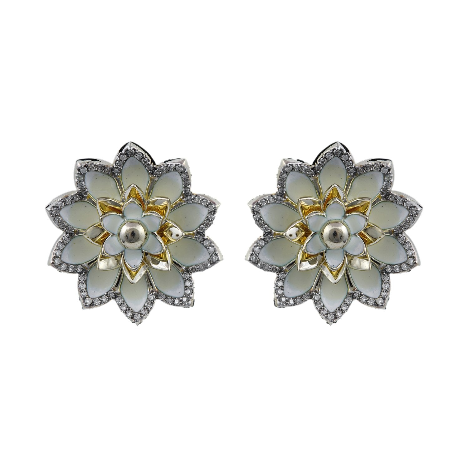 Lotus Ivory Diamond Earrings