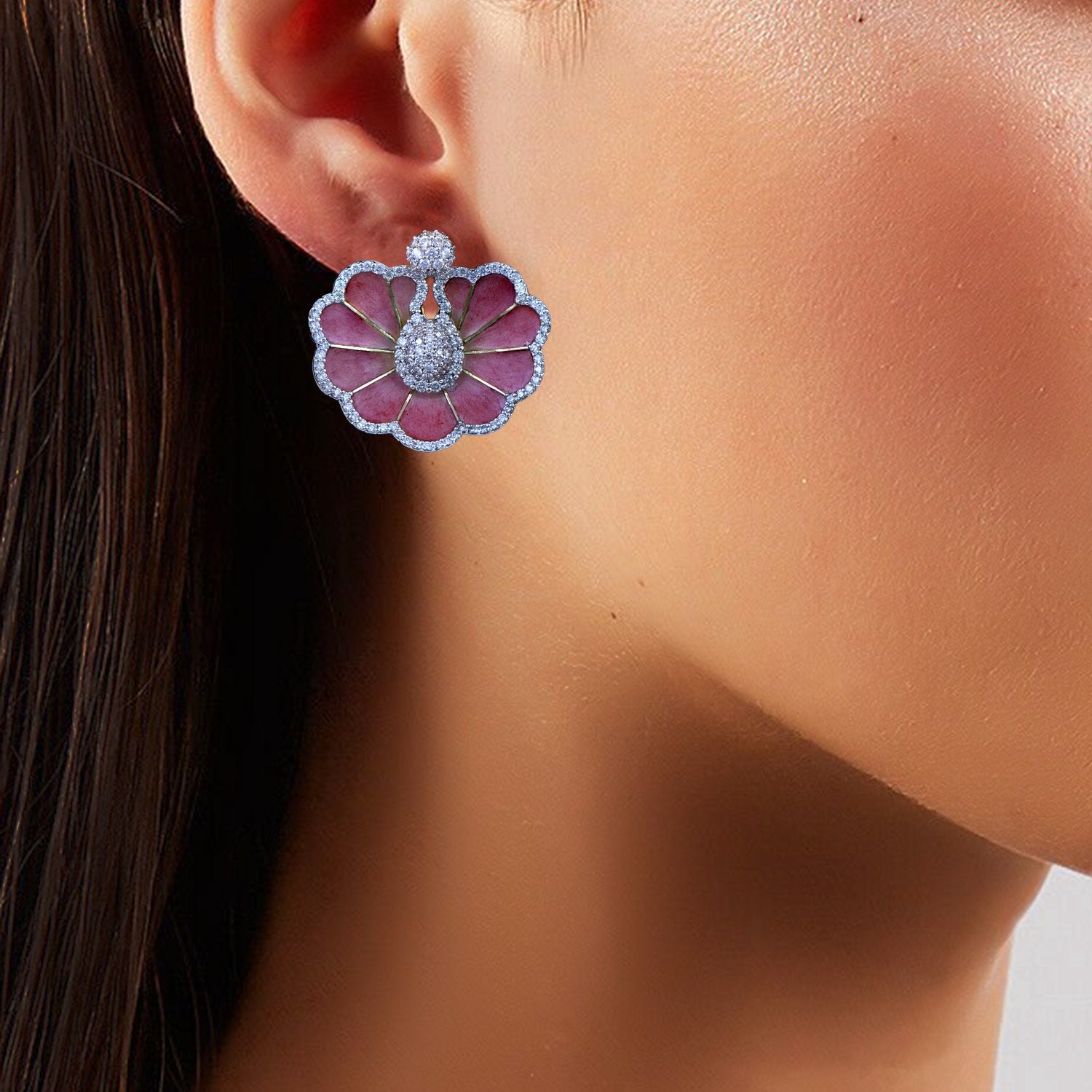 Fares Lotus Diamond Earrings