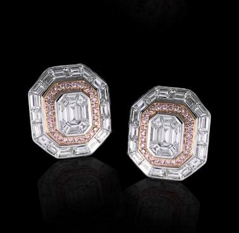 Shimmery Square Diamond Earrings
