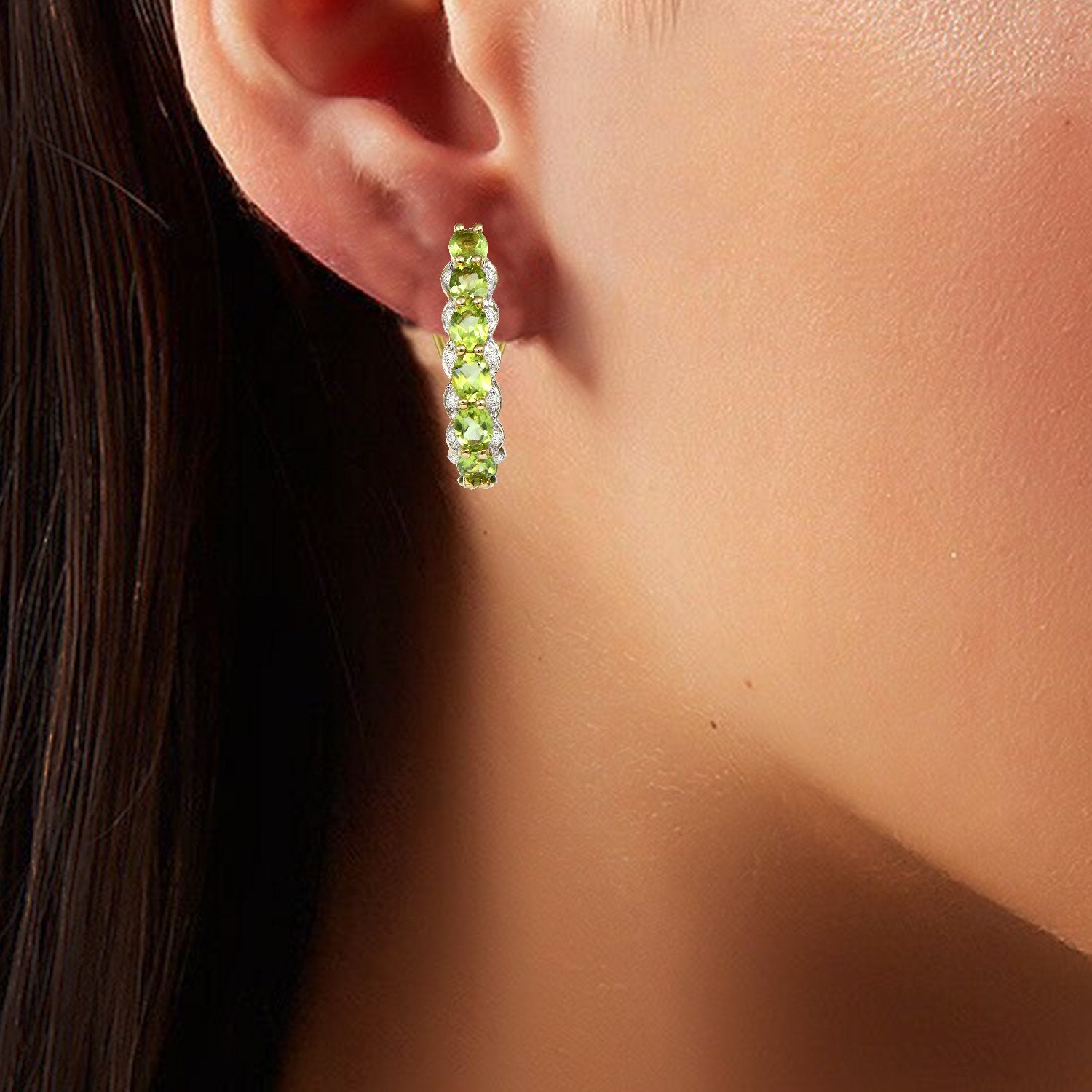 Sterling Peridot Diamond Earrings