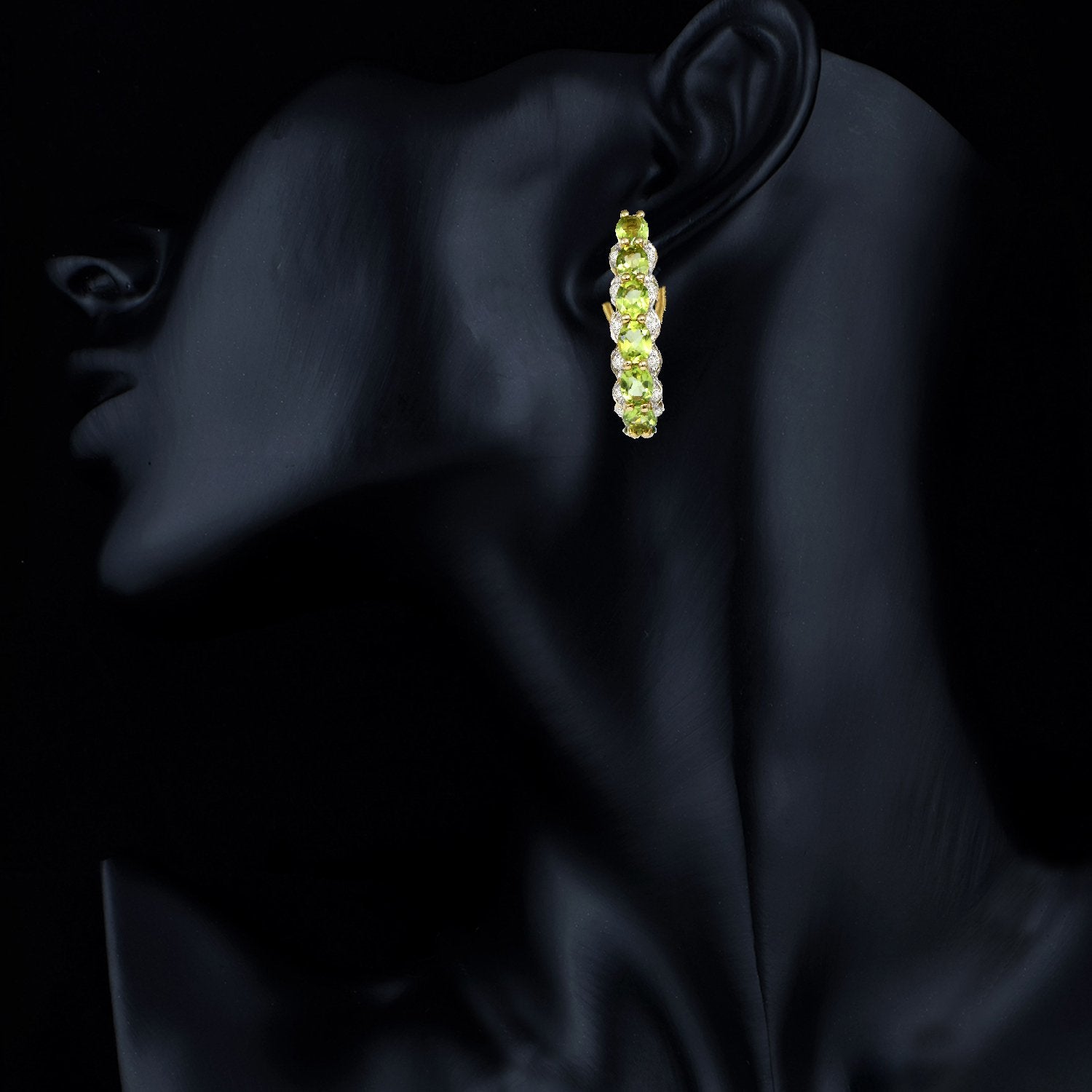 Sterling Peridot Diamond Earrings