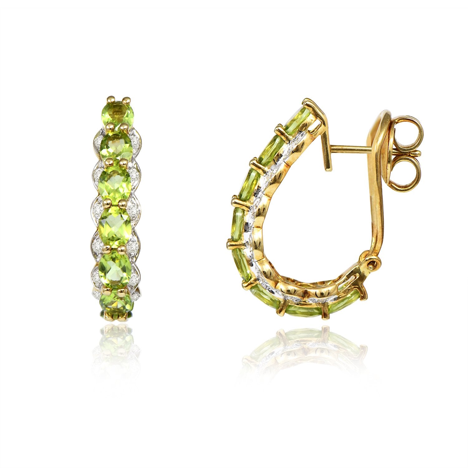 Sterling Peridot Diamond Earrings