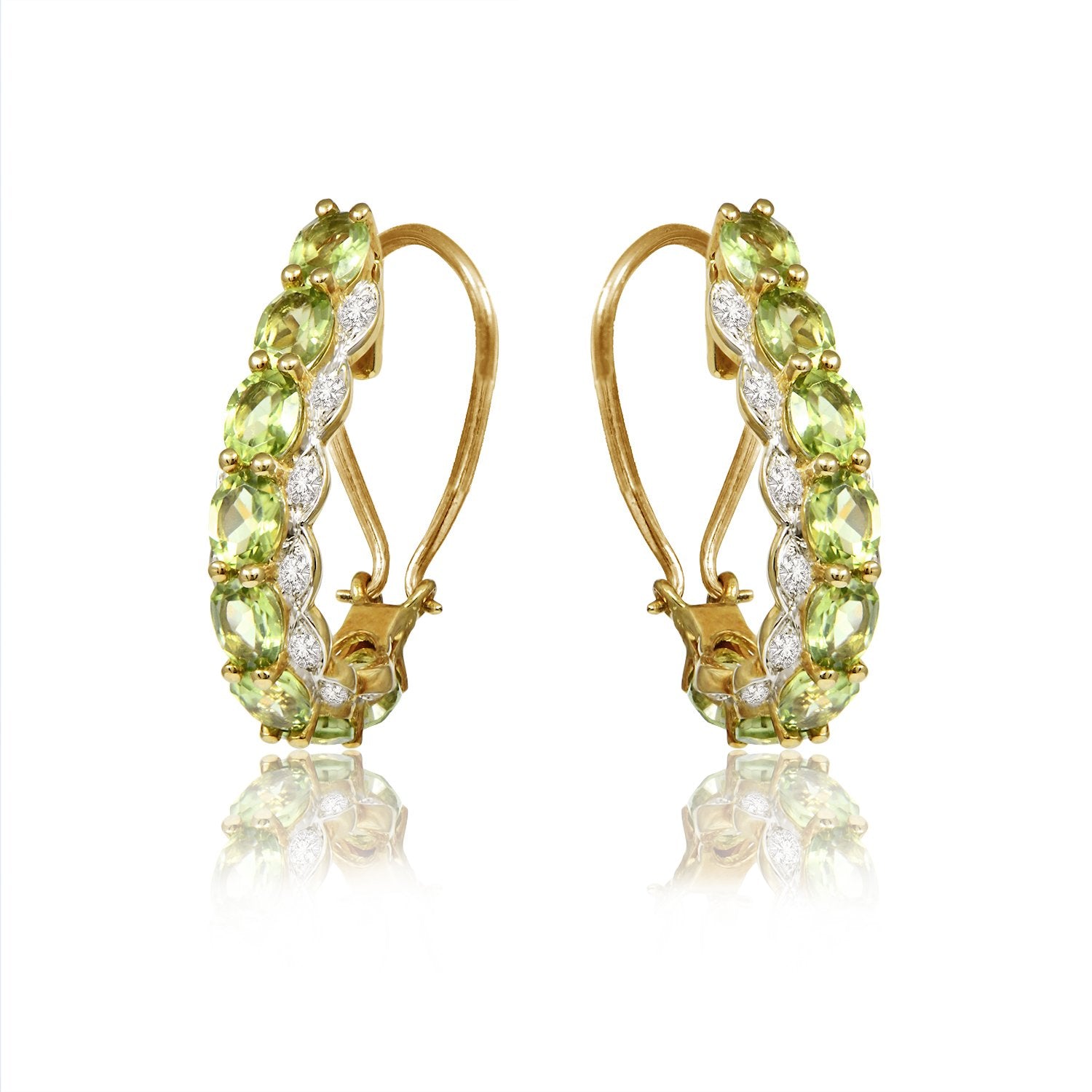 Sterling Peridot Diamond Earrings