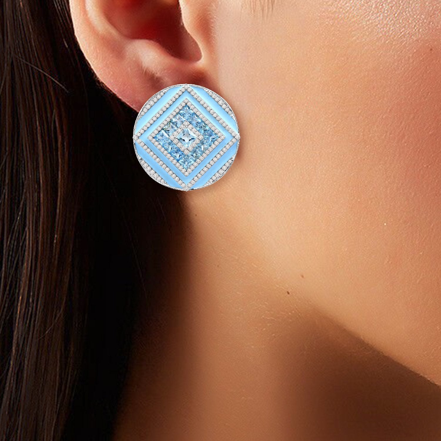 Blue Topaz Diamond Earrings