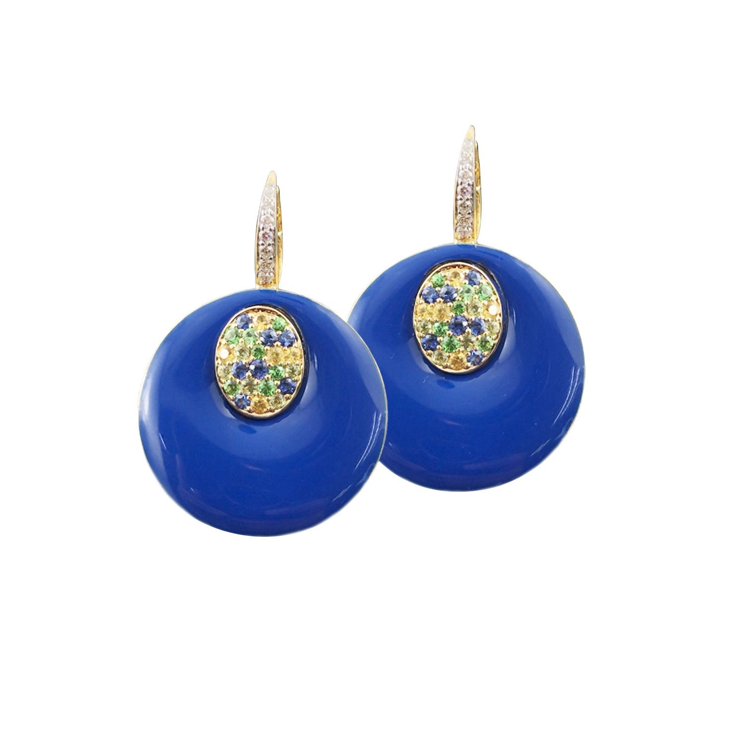 Ebbed Blue Ceramic Diamond Earrings