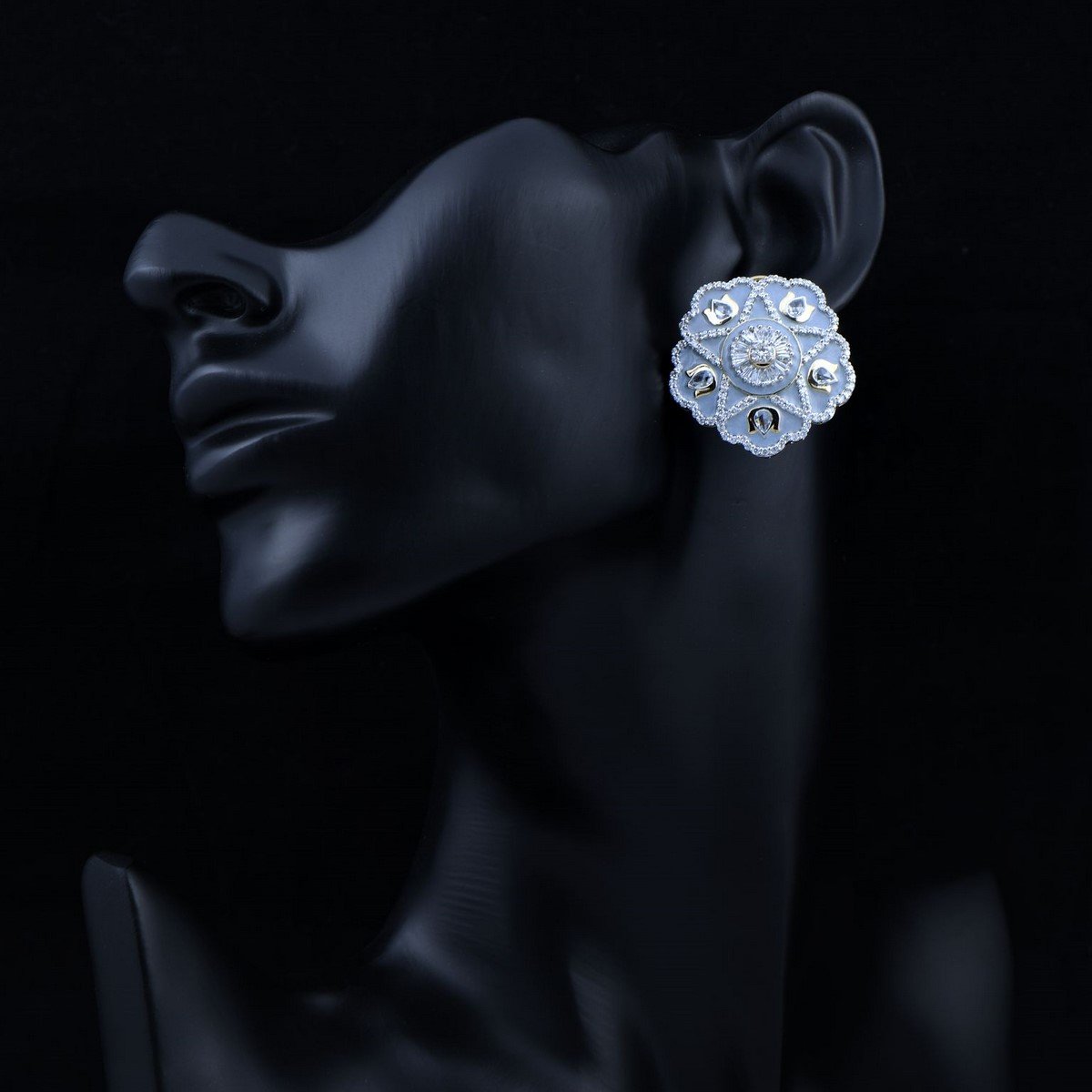 Lotus Bed White Diamond Earrings