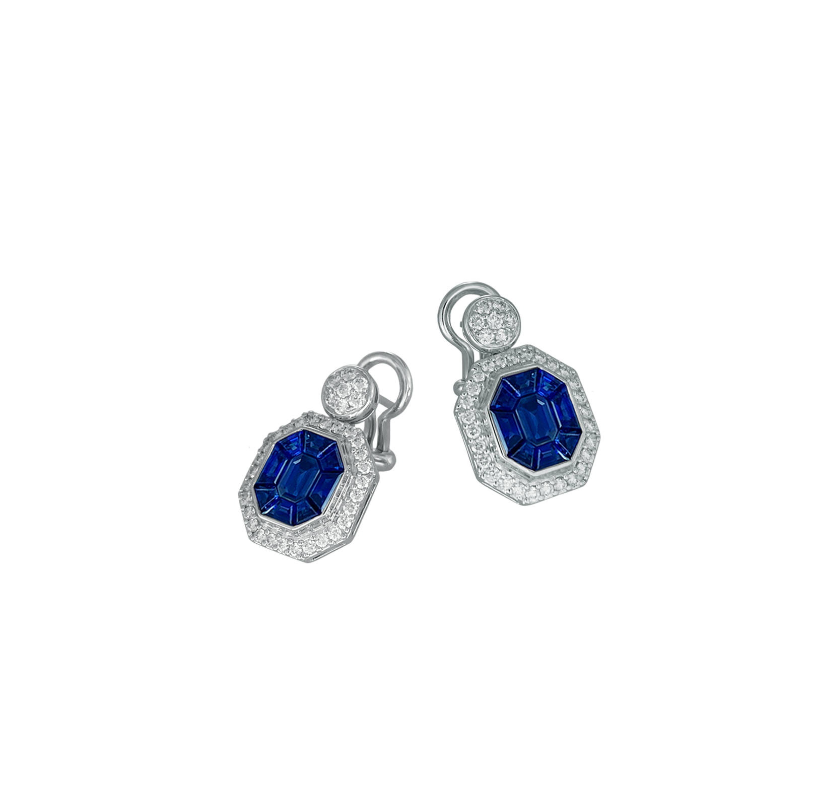 Blue Sapphire Diamond Earrings