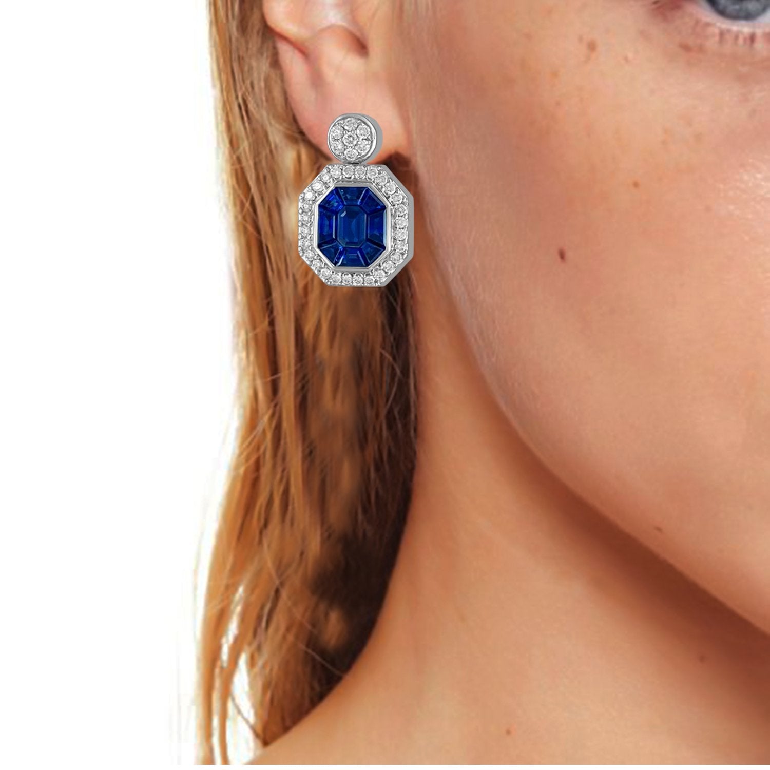 Blue Sapphire Diamond Earrings