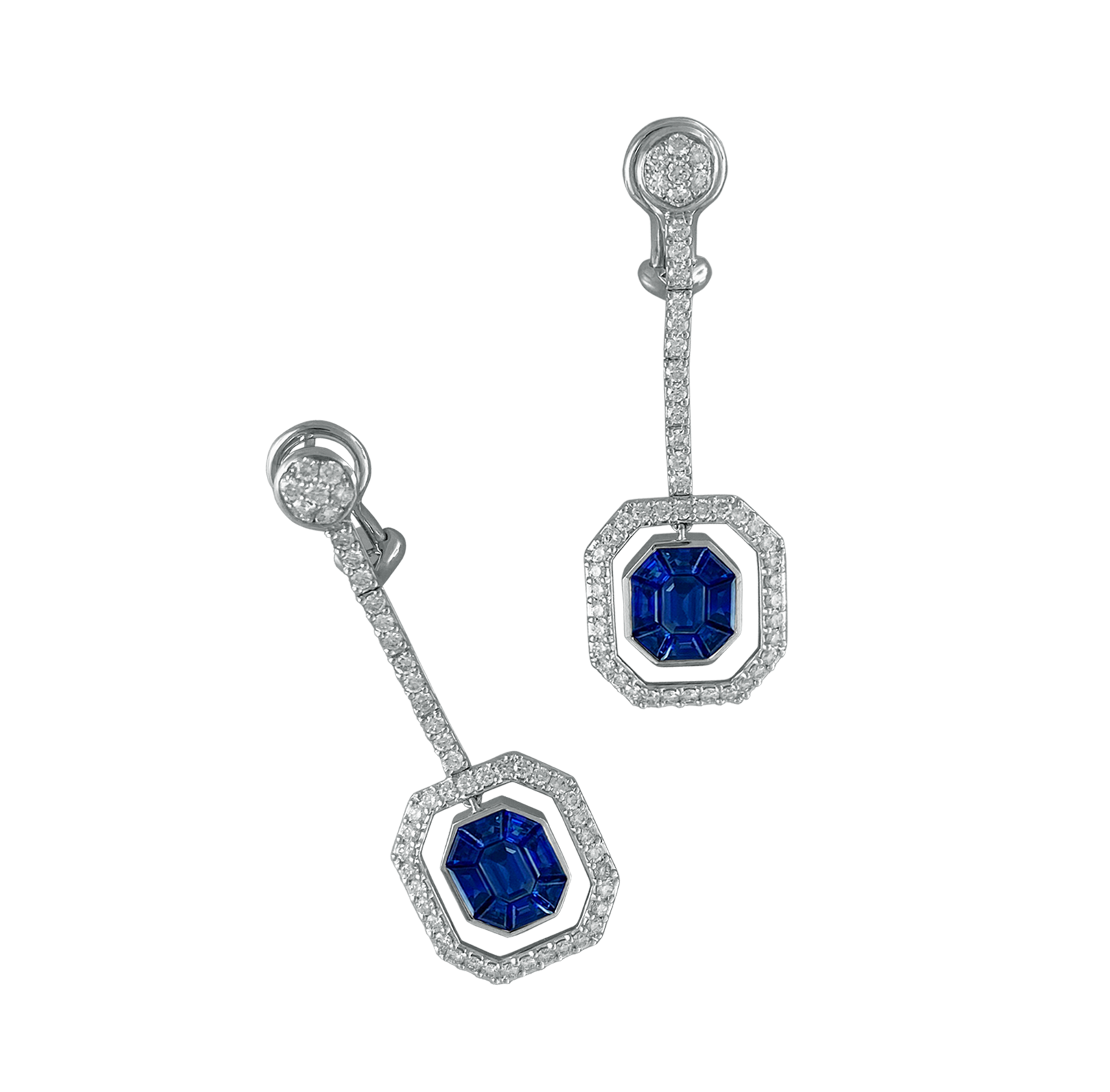 Blue Sapphire Diamond Earrings