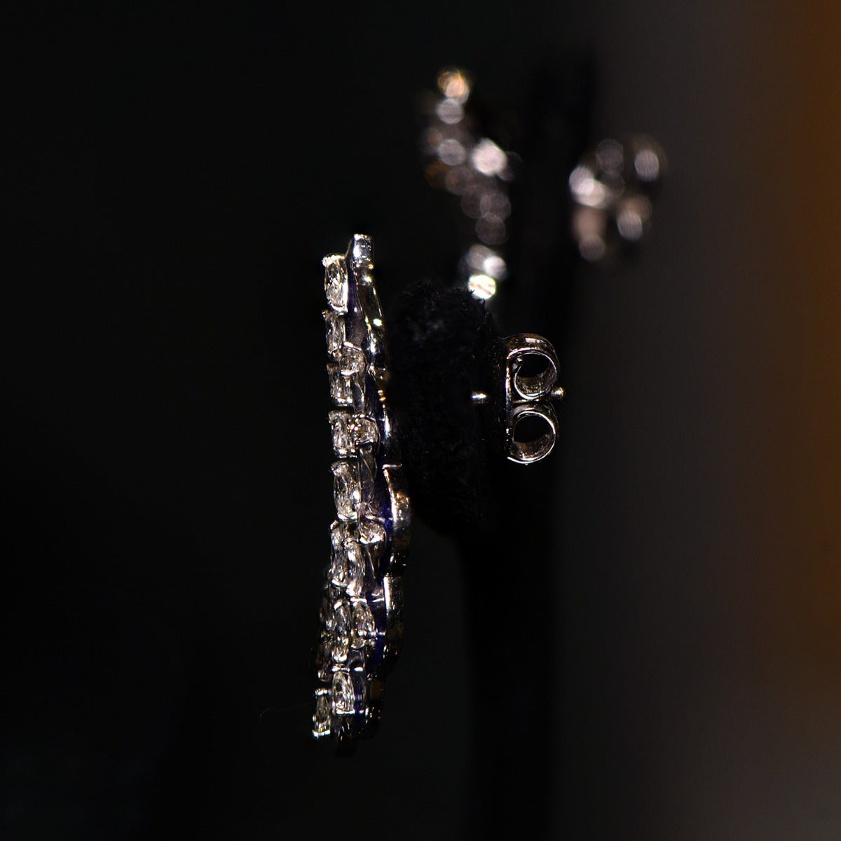 Blue Highlighted Shankh Diamond Earrings
