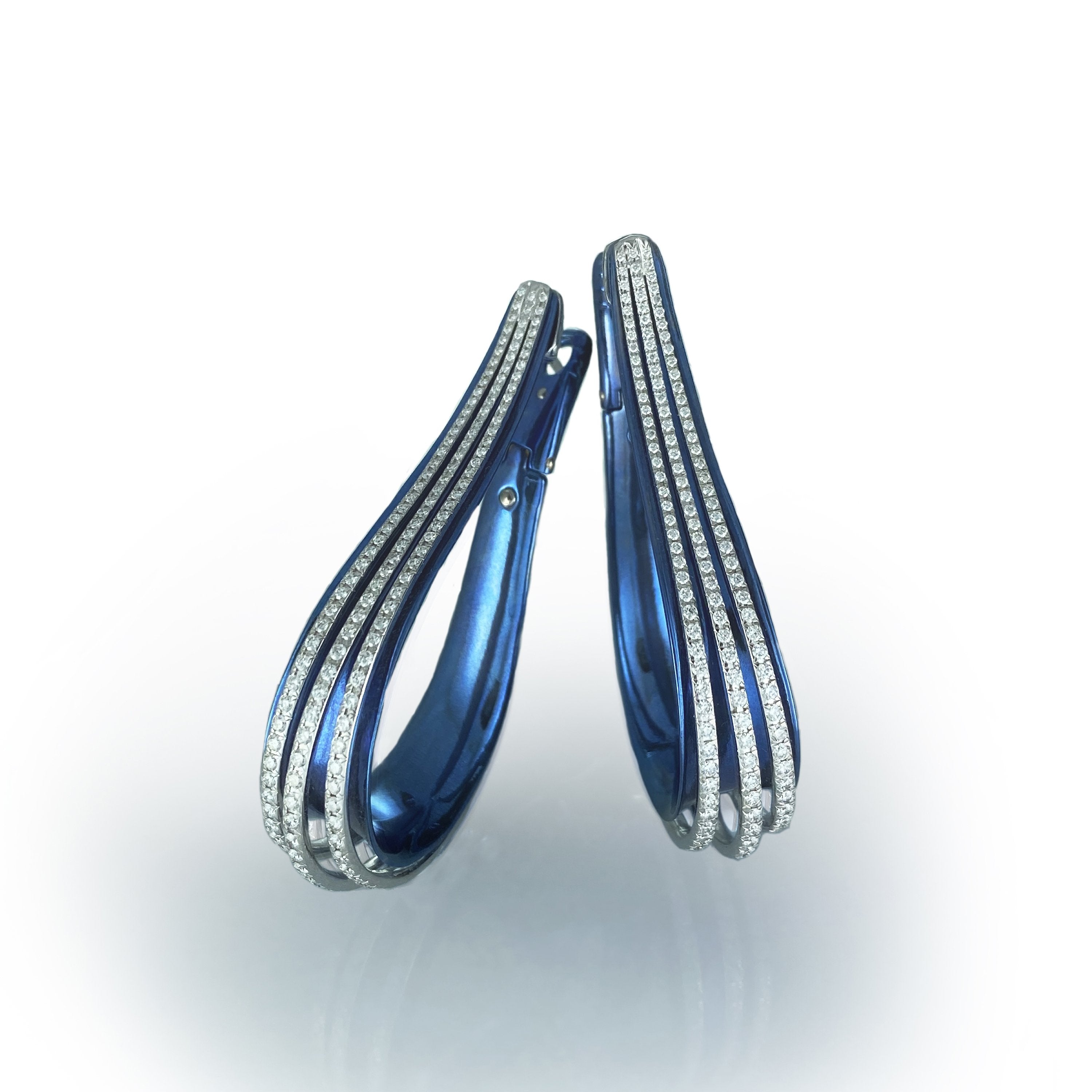 Trio Band Titanium Diamond Earrings