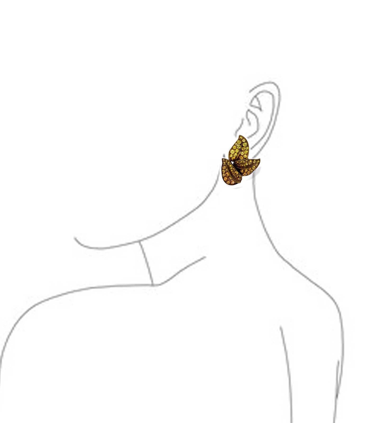 Gold Petals Titanium Diamond Earrings
