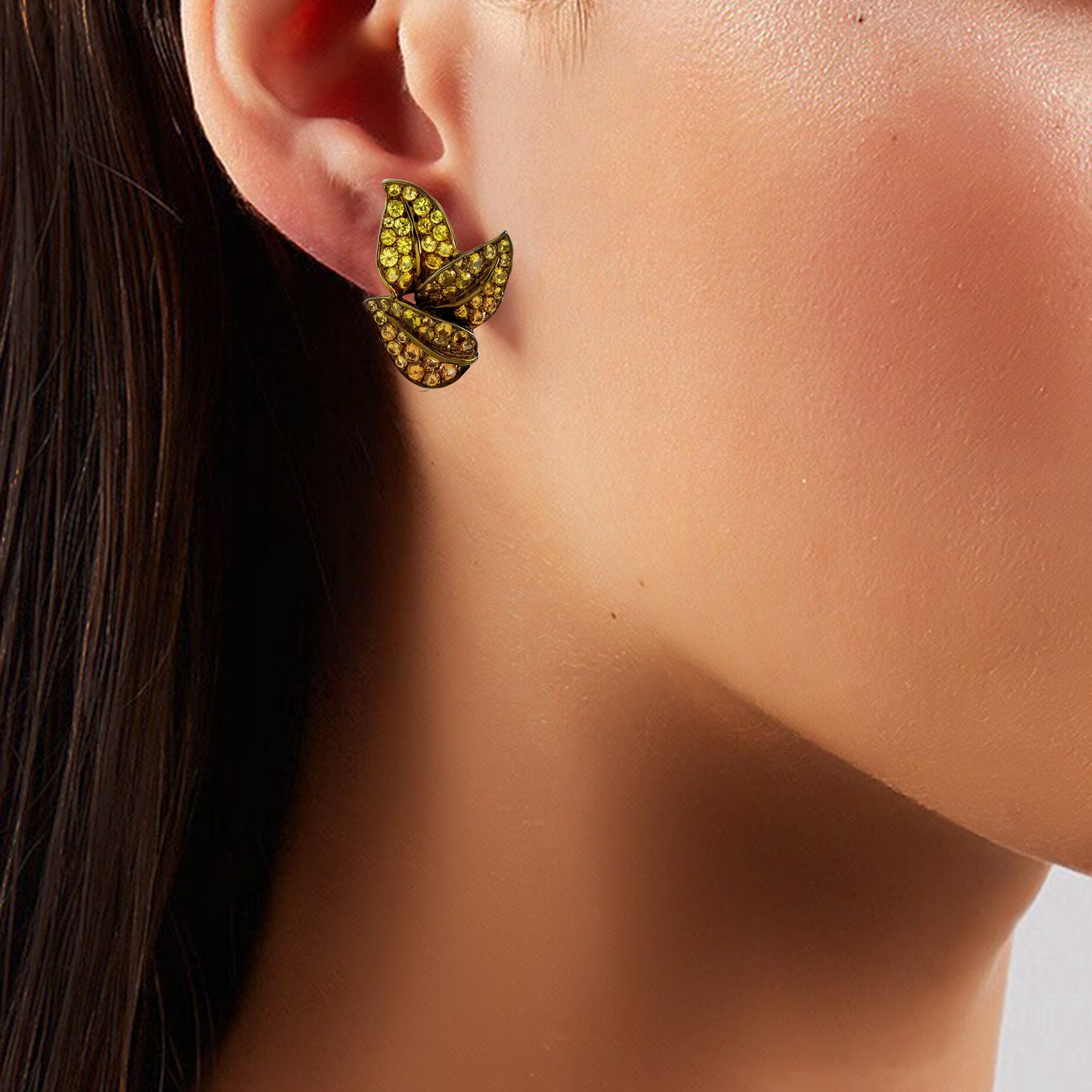 Gold Petals Titanium Diamond Earrings