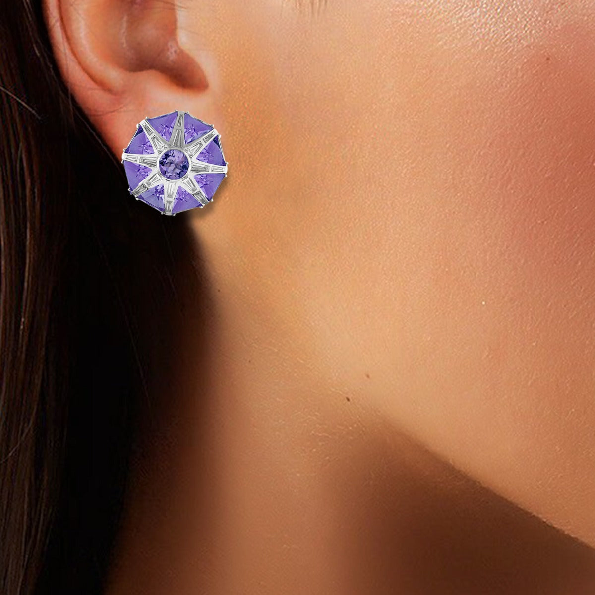 Star Shine Diamond Stud Earrings