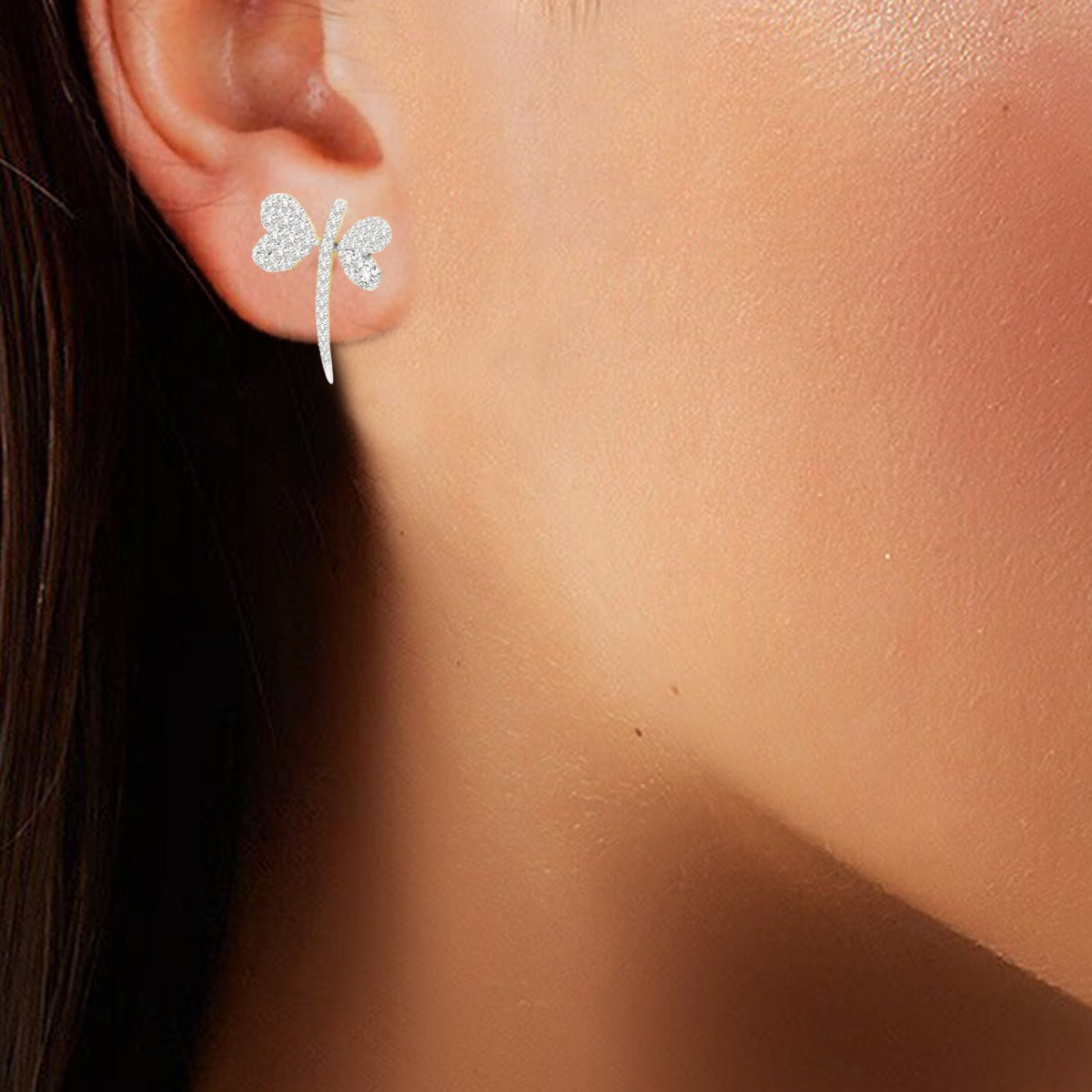 Glitter Heart Diamond Earrings