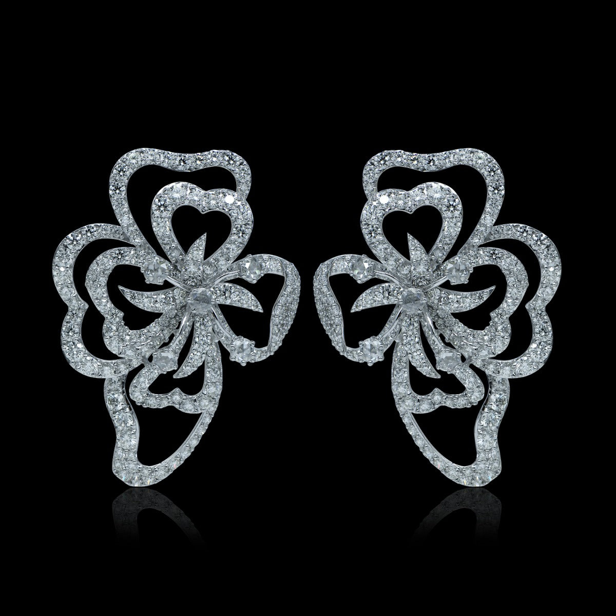 Ornate Floral Diamond Earrings