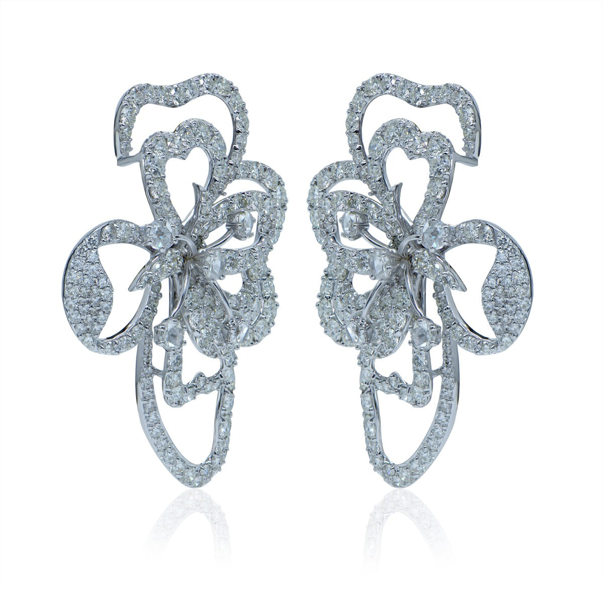 Ornate Floral Diamond Earrings